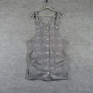 SO Dress Womens XL Black Jumper Pinafore Houndstooth Pockets Stretch Jrs